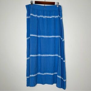 NWOT Chicos Blue White Tie-Dye Stripe Maxi Skirt Size 3 Women's Size XL 16